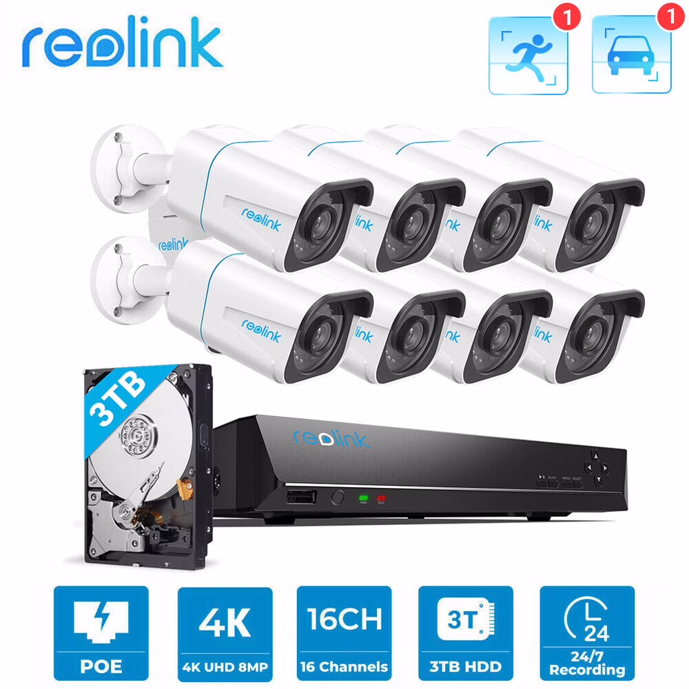 Reolink 16CH kit 8 cámaras 4K/12MP